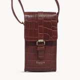 'PETRA' Red Croc Real Leather Mobile Phone Crossbody Bag