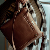 'EDITH' Tan Pebble Grain Leather Crossbody bag