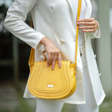 'CARMEL' Mustard Real Leather Shoulder Crossbody Bag
