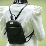 'GEORGE' Black Mini Pebble Grain Leather Backpack