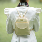 'GEORGE' Cream Mini Pebble Grain Leather Backpack