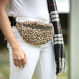 'NOAH' Brown Leopard Animal Print Leather Bum Belt Bag