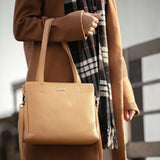 'DEBRA' Camel Pebble Grain Real Leather Crossbody Shoulder Bag