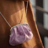 'SELENA' Pastel Pink Python Snake Leather Frame Closure Coin Purse