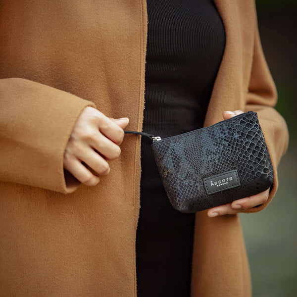 'DENISE' Black Python Snake Real Leather Purse Wallet