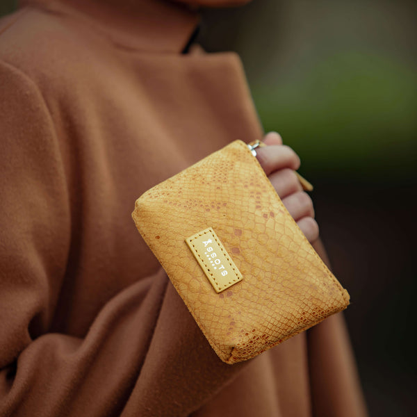 'DENISE' Mustard Python Snake Real Leather Purse Wallet