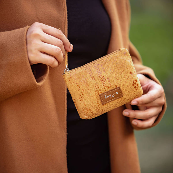 'DENISE' Tan Python Snake Real Leather Purse Wallet