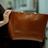 'ABINGDON' Tan Real Leather Designer Tote Bag