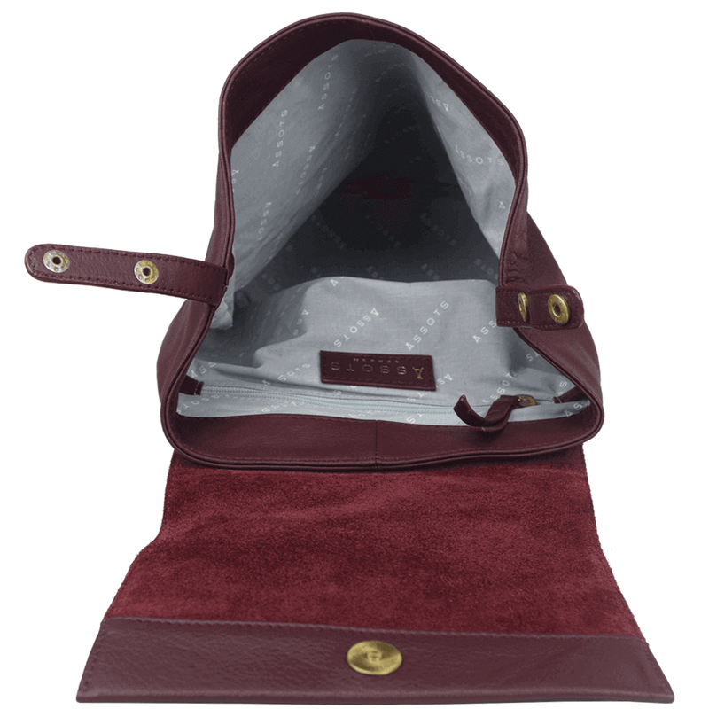 'JERMYN' Classic Burgundy Full Grain Leather Flap-over Backpack