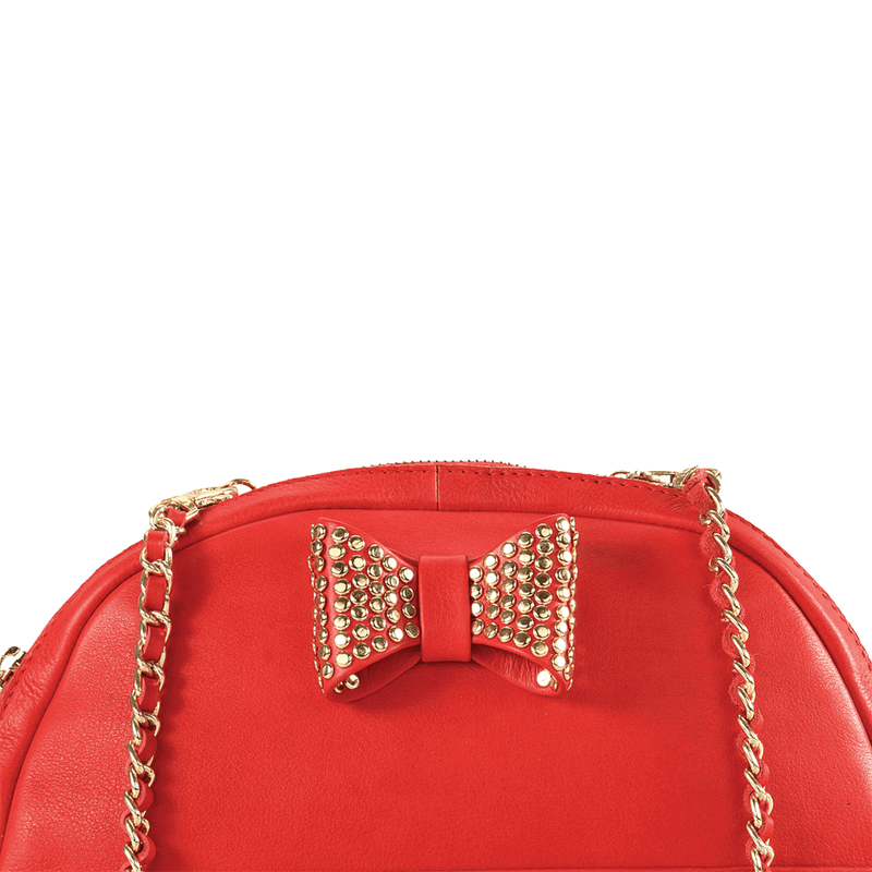 'MARYLAND' Red Designer Leather Half Moon Crossbody Bag