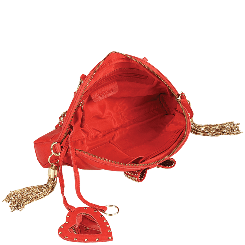 'MARYLAND' Red Designer Leather Half Moon Crossbody Bag