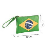 'BRAZILIAN' Country Flag Designer Leather Wristlet
