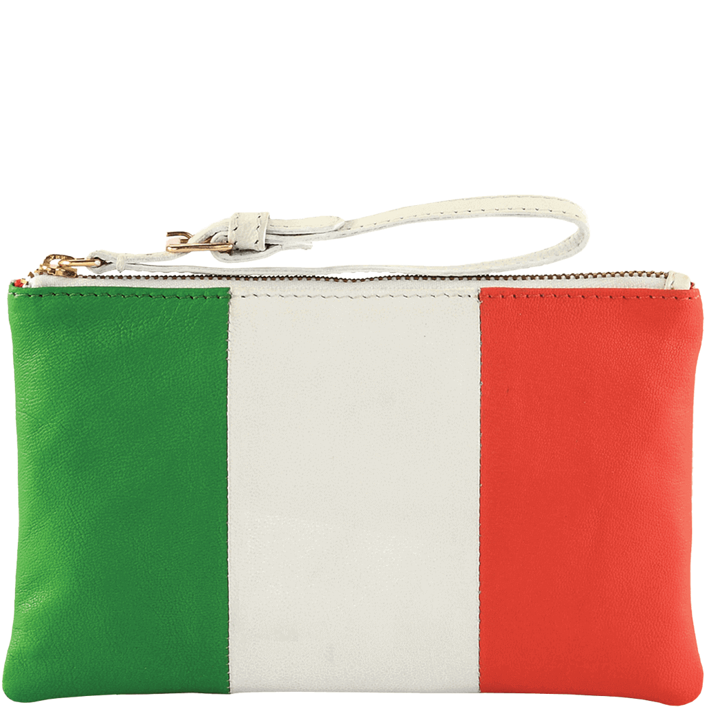 'ITALIAN' Country Flag Designer Leather Wristlet