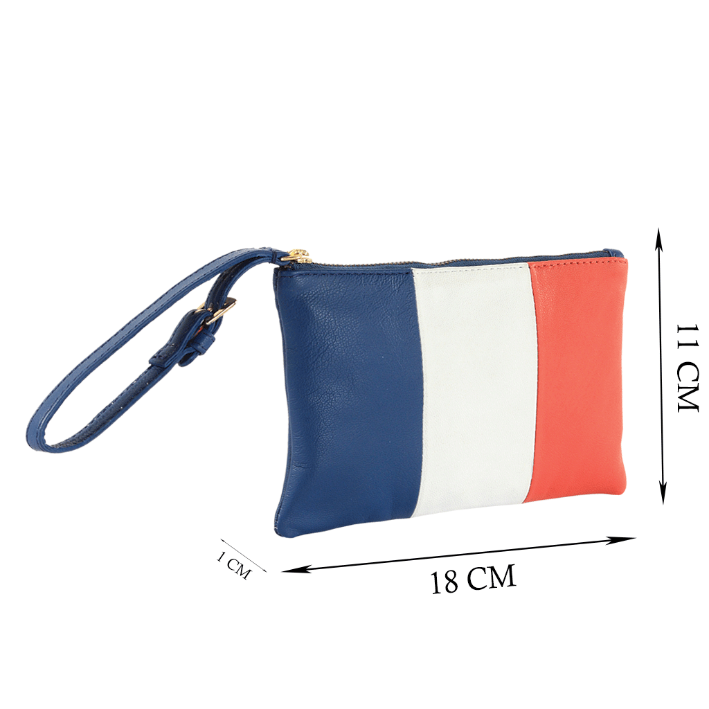 'FRENCH' Country Flag Designer Leather Wristlet