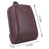 'BAKER' Burgundy Full Grain Leather Double Zip Laptop Backpack