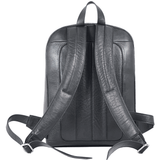 'BAKER' Black Full Grain Leather Double Zip Laptop Backpack