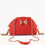 'MARYLAND' Red Designer Leather Half Moon Crossbody Bag