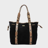 'POLLY' Black Real Suede Leather Oversized Designer Tote Bag