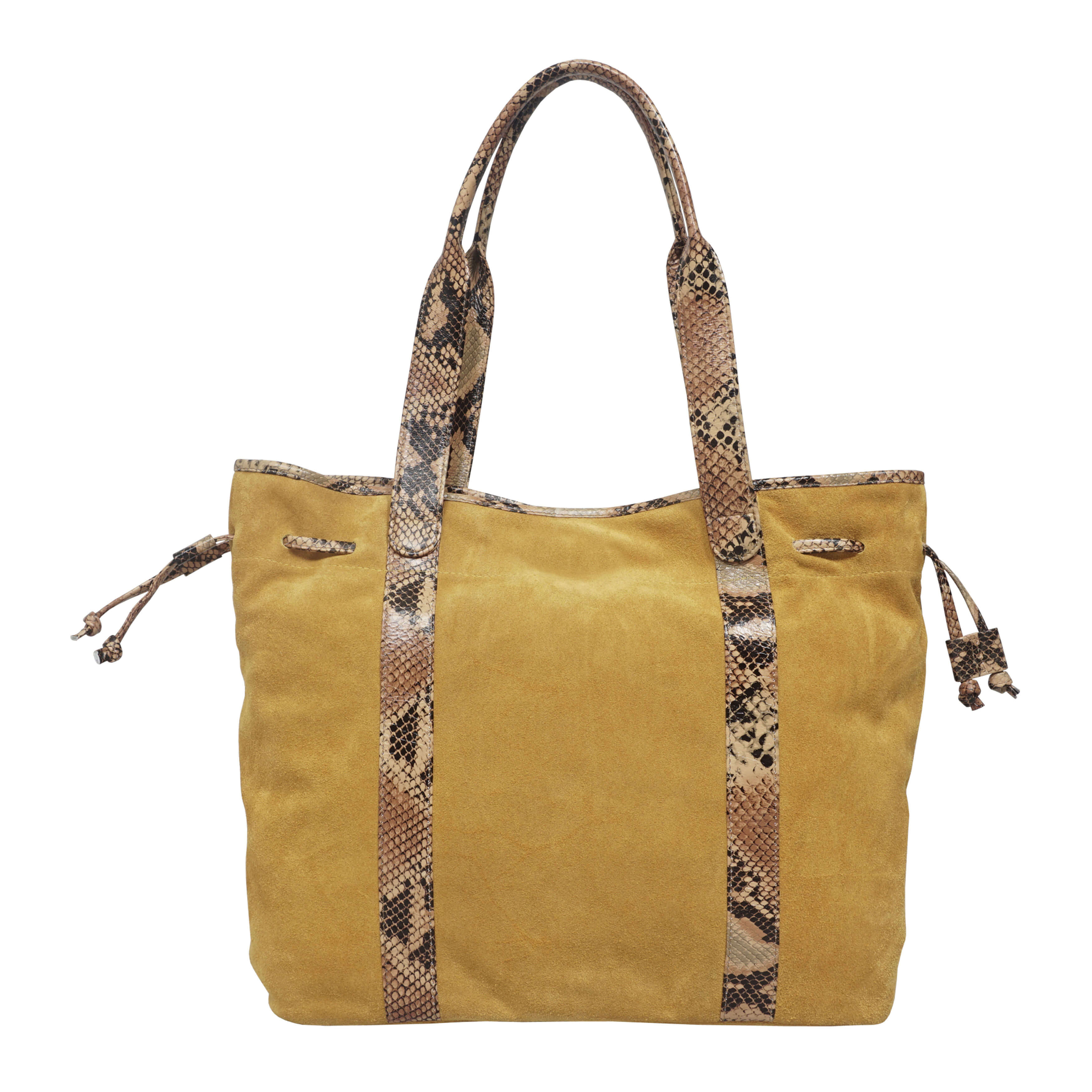 'POLLY' Mustard Real Suede Leather Oversized Designer Tote Bag