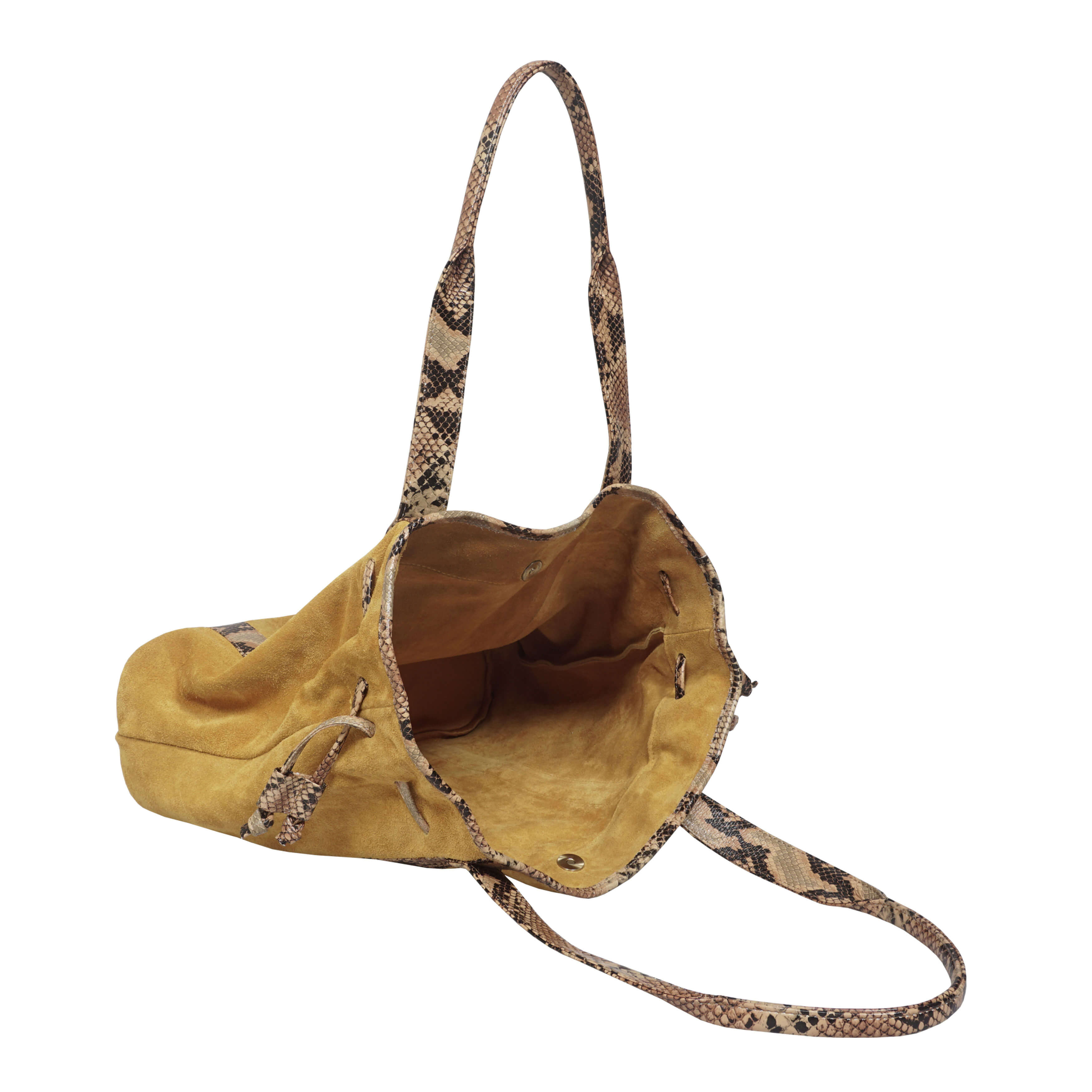 'POLLY' Mustard Real Suede Leather Oversized Designer Tote Bag