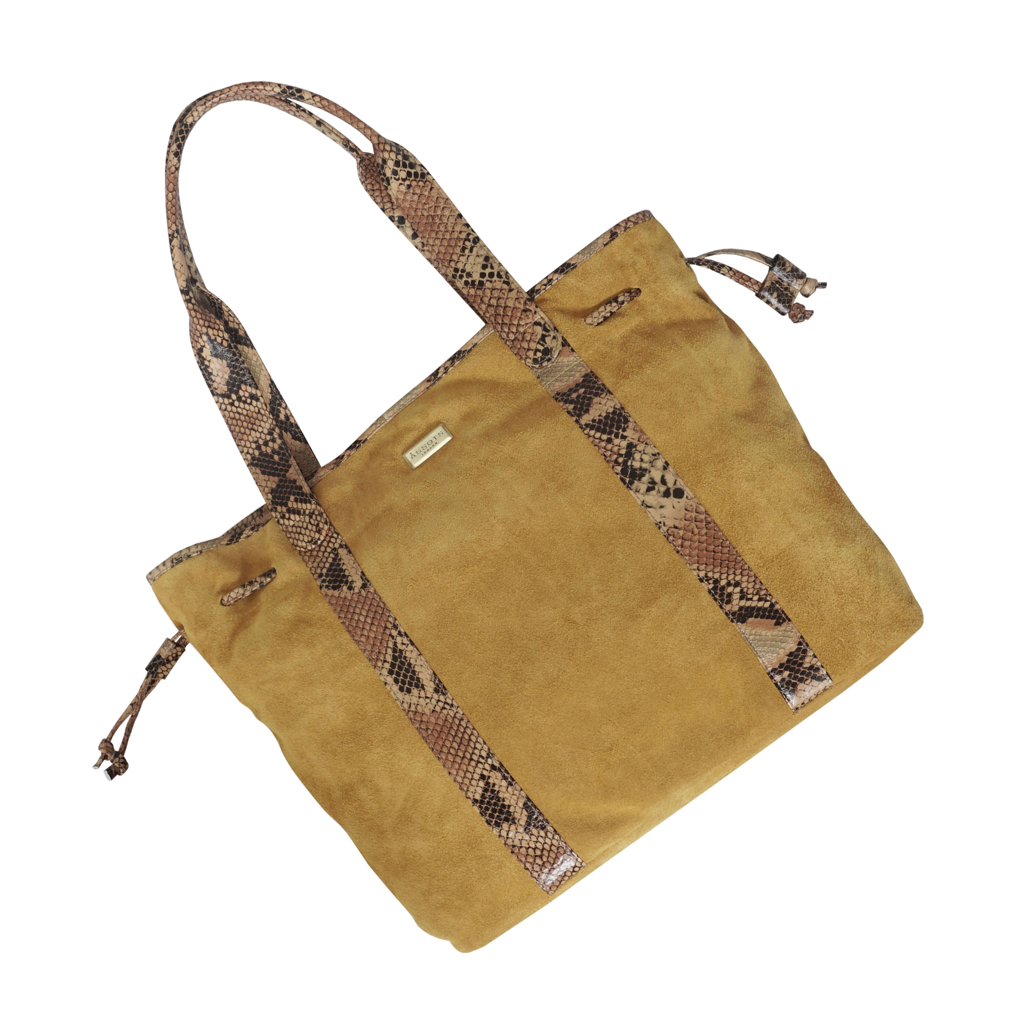 'POLLY' Mustard Real Suede Leather Oversized Designer Tote Bag