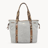 'POLLY' Ice Grey Real Suede Leather Oversized Designer Tote Bag