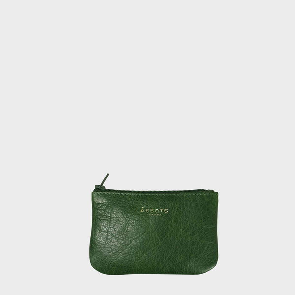 'Poppy' Tree Top Green Full Grain Leather Zip Top Coin Purse