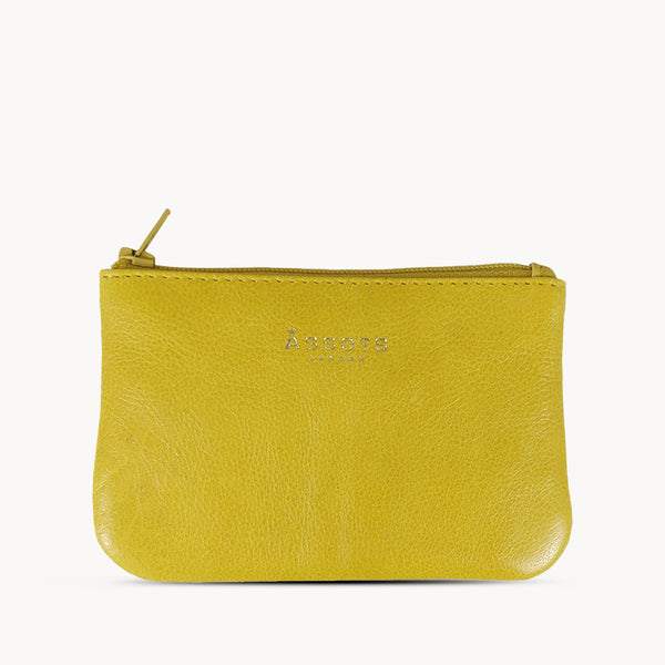 'Poppy' Yellow Full Grain Leather Zip Top Coin Purse