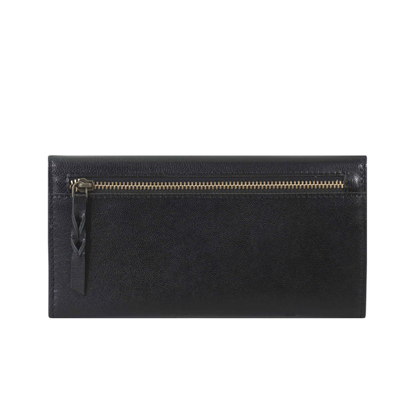 'PRESTON' Black Trifold Vegetable Tanned Real Leather Purse