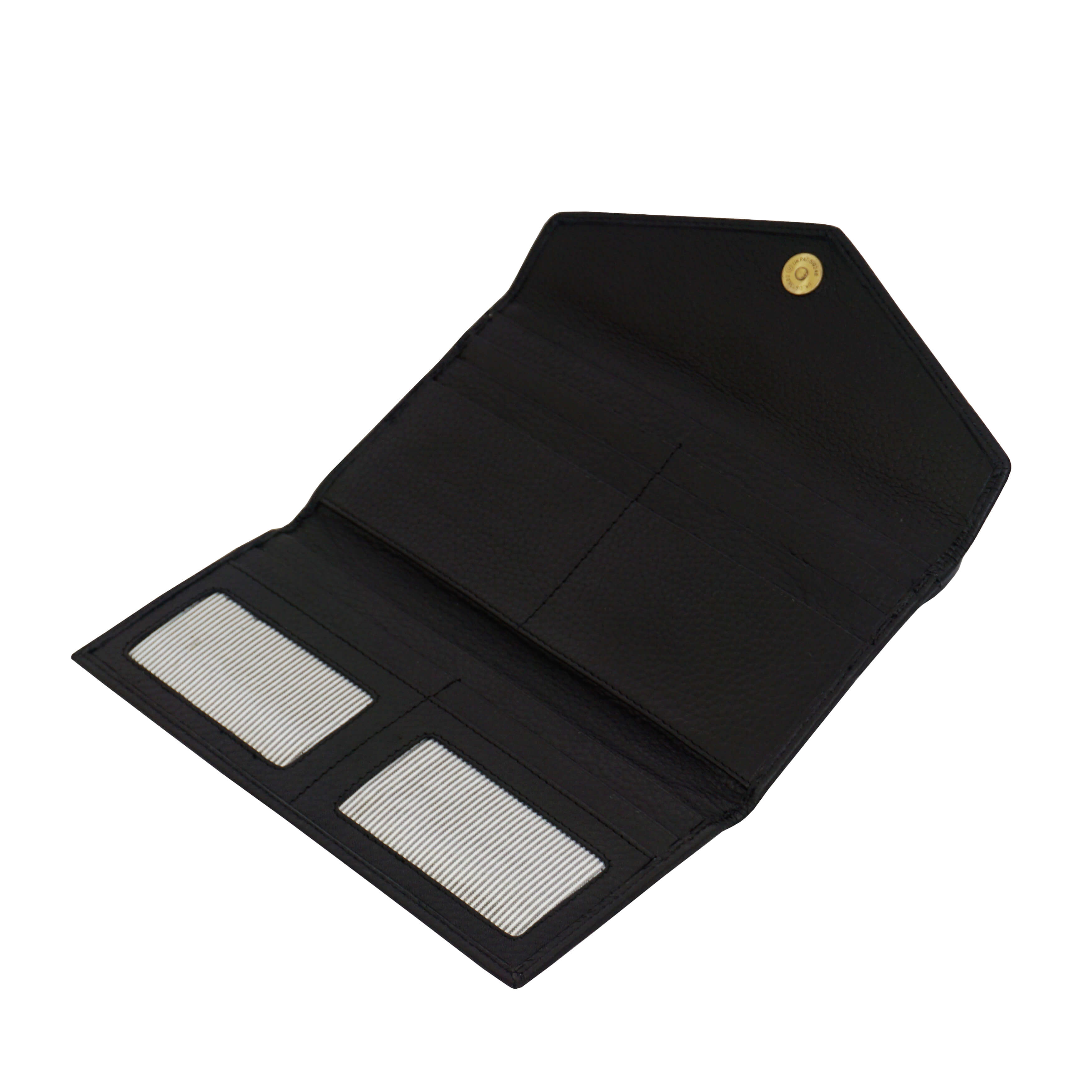 'PRESTON' Black Pebble Grain Trifold Leather Purse