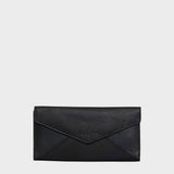 'PRESTON' Black Pebble Grain Trifold Leather Purse