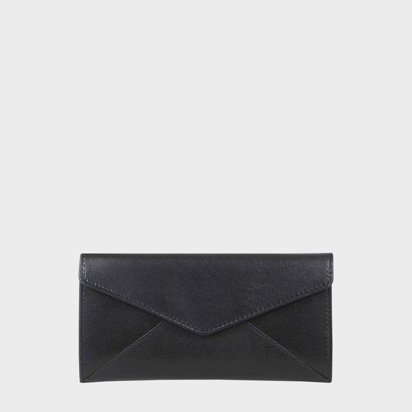 'PRESTON' Black Trifold Vegetable Tanned Real Leather Purse