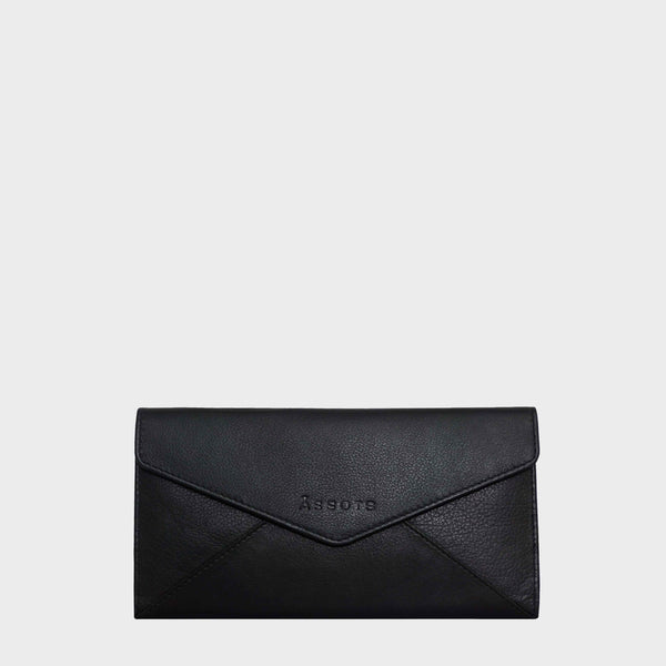 'PRESTON' Black Nappa Trifold Leather Purse