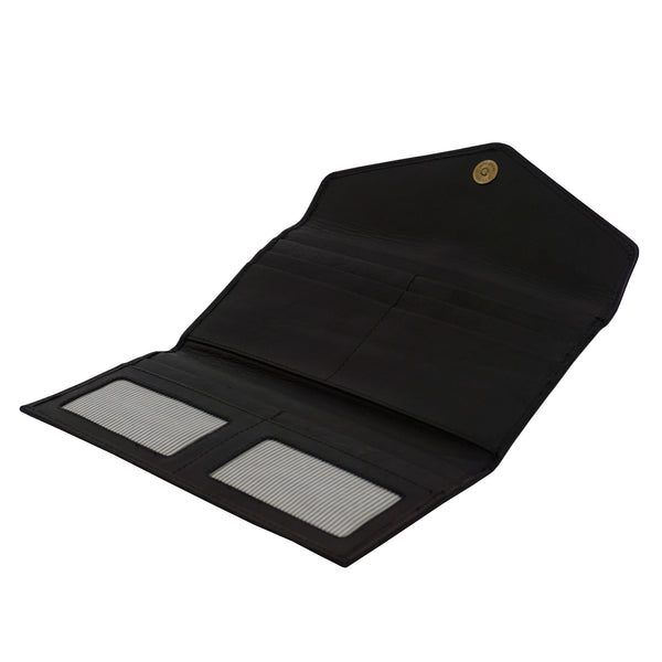 'PRESTON' Black Nappa Trifold Leather Purse