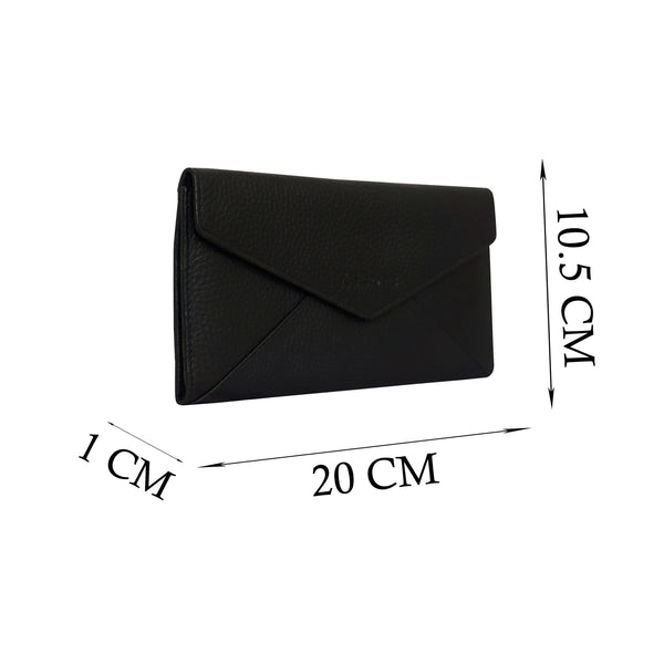 'PRESTON' Black Pebble Grain Trifold Leather Purse