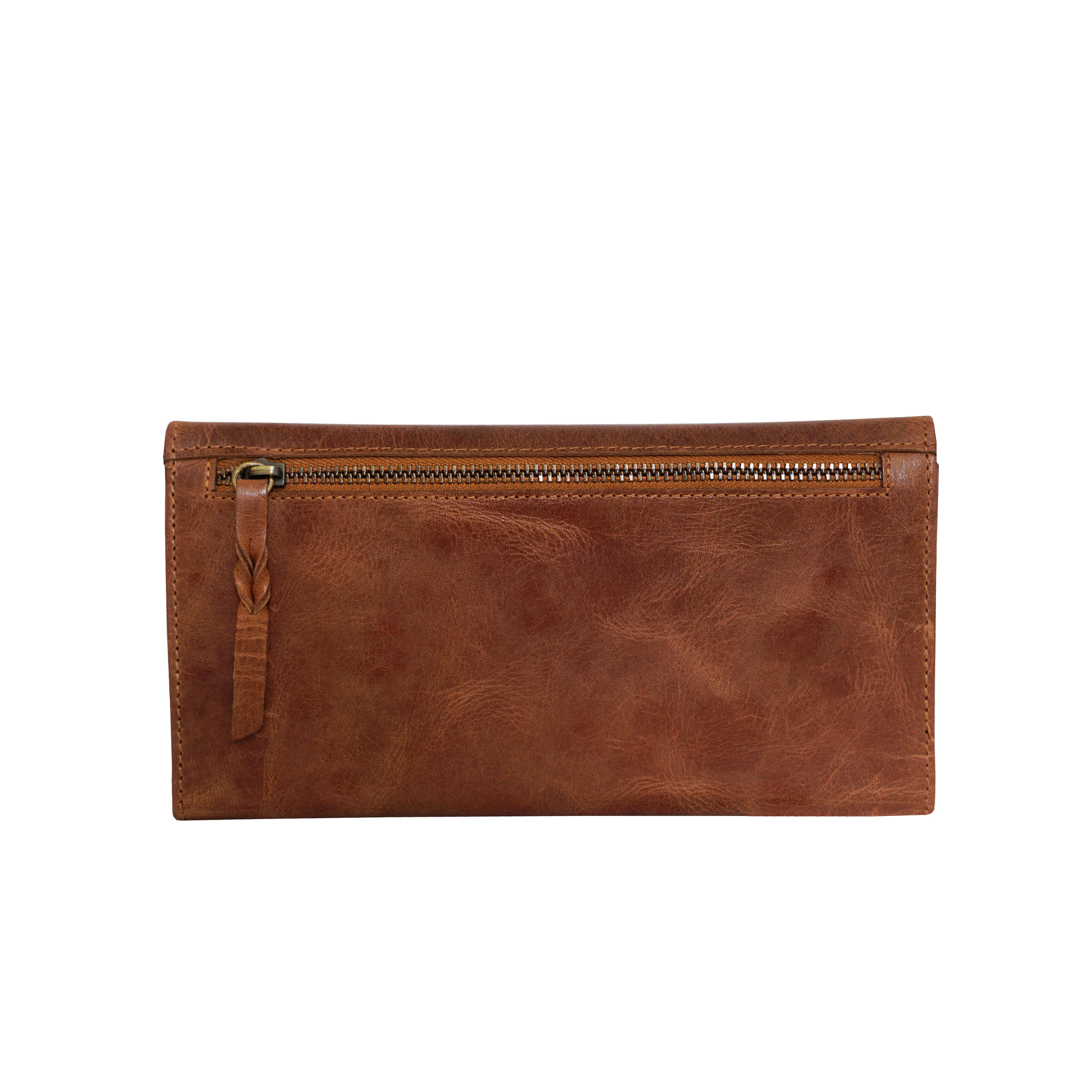 'PRESTON' Tan Trifold Vegetable Tanned Real Leather Purse