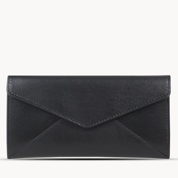 'PRESTON' Black Trifold Vegetable Tanned Real Leather Purse