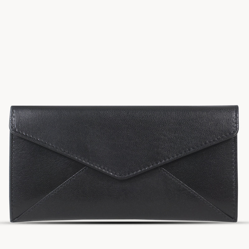 'PRESTON' Black Trifold Vegetable Tanned Real Leather Purse