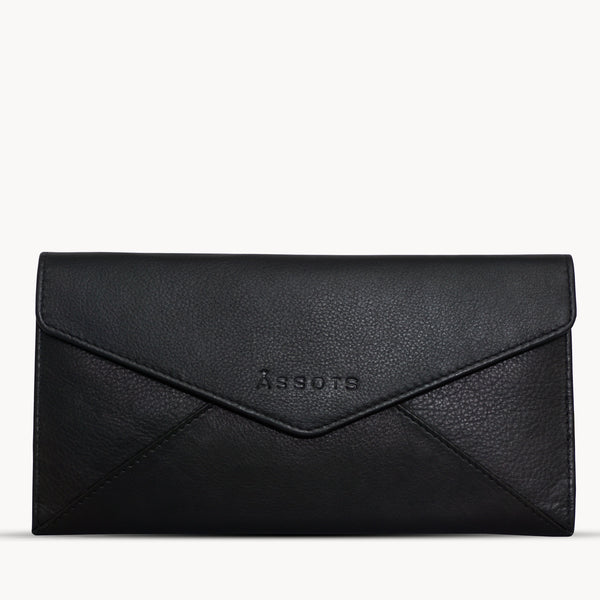 'PRESTON' Black Nappa Trifold Leather Purse