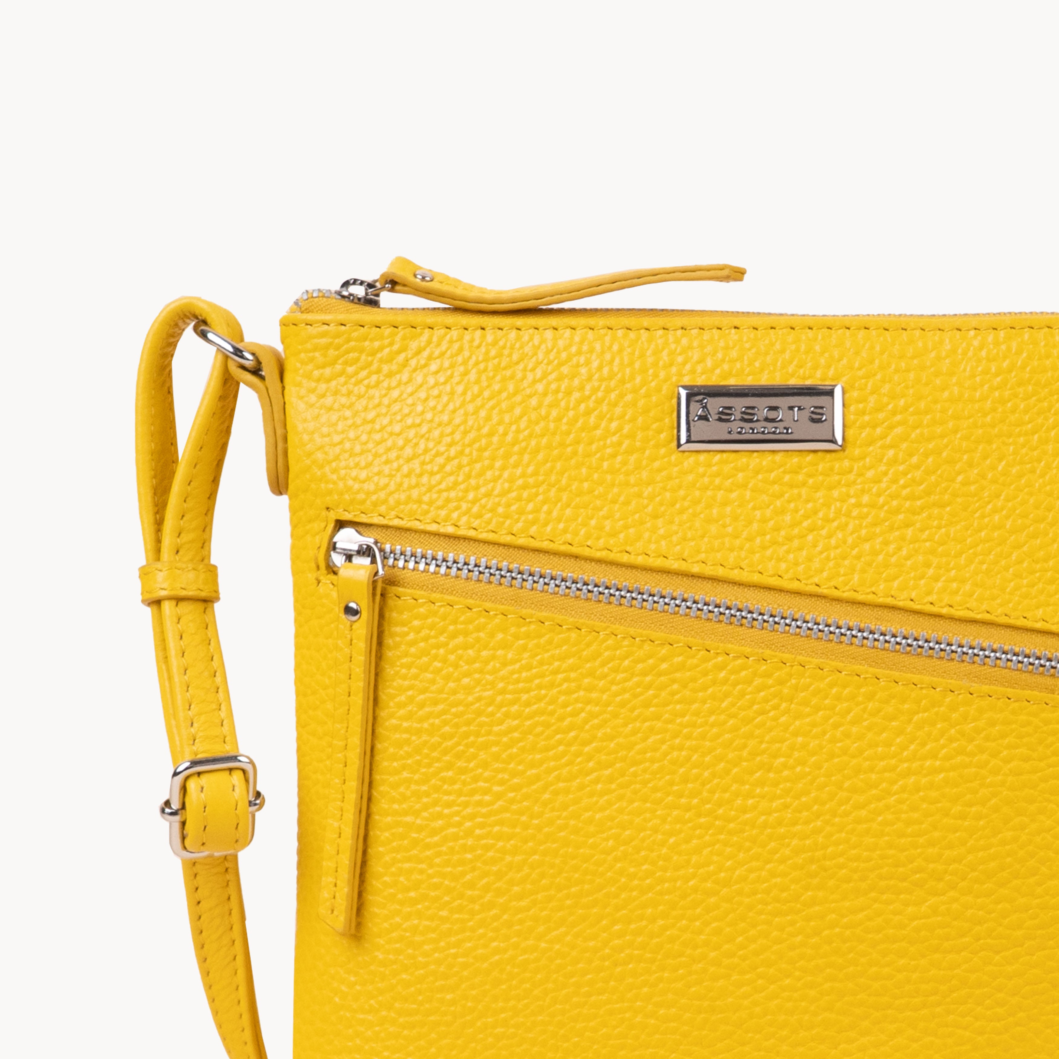 'ROSY' Sunflower Pebble Grain Real Leather Crossbody Bag