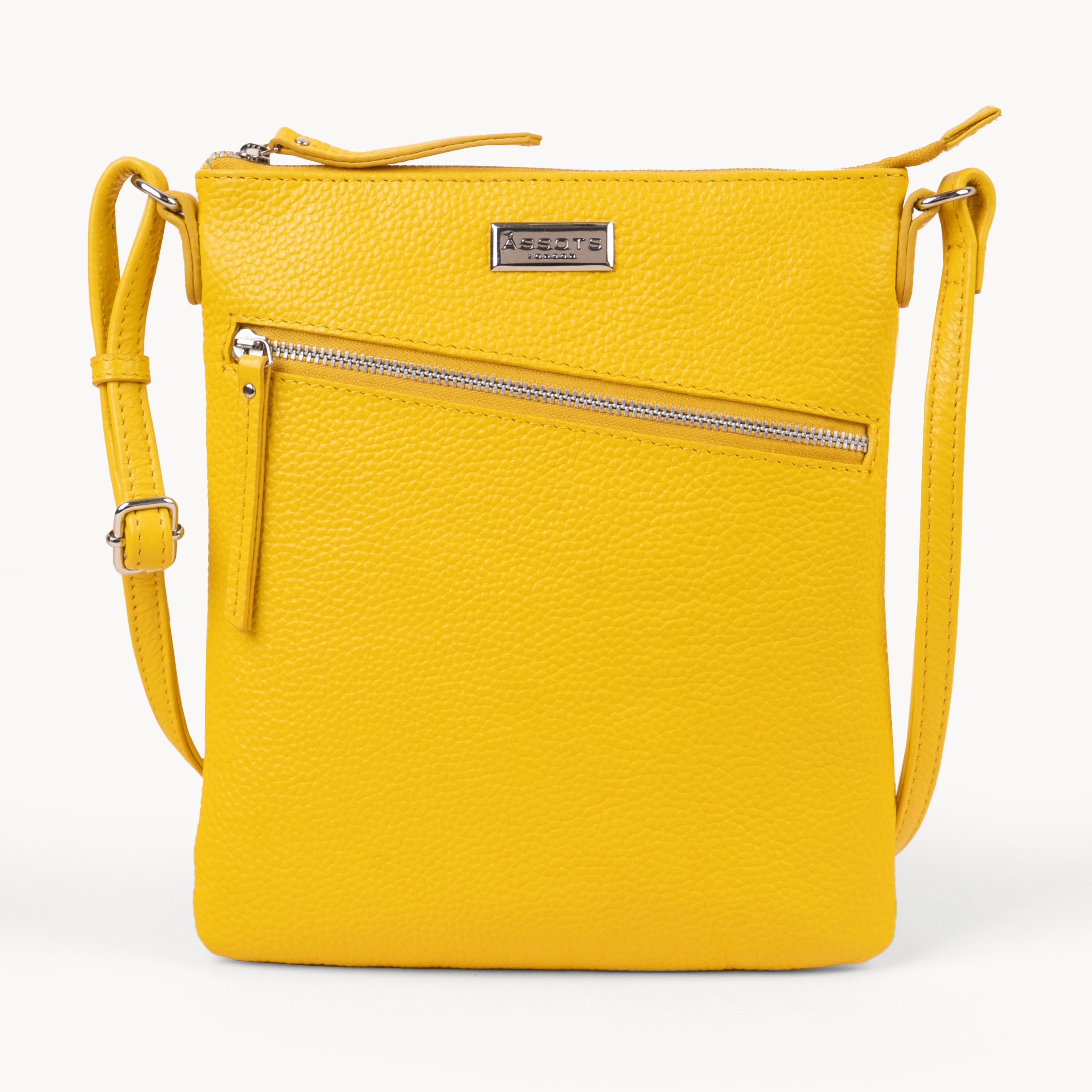 'ROSY' Sunflower Pebble Grain Real Leather Crossbody Bag