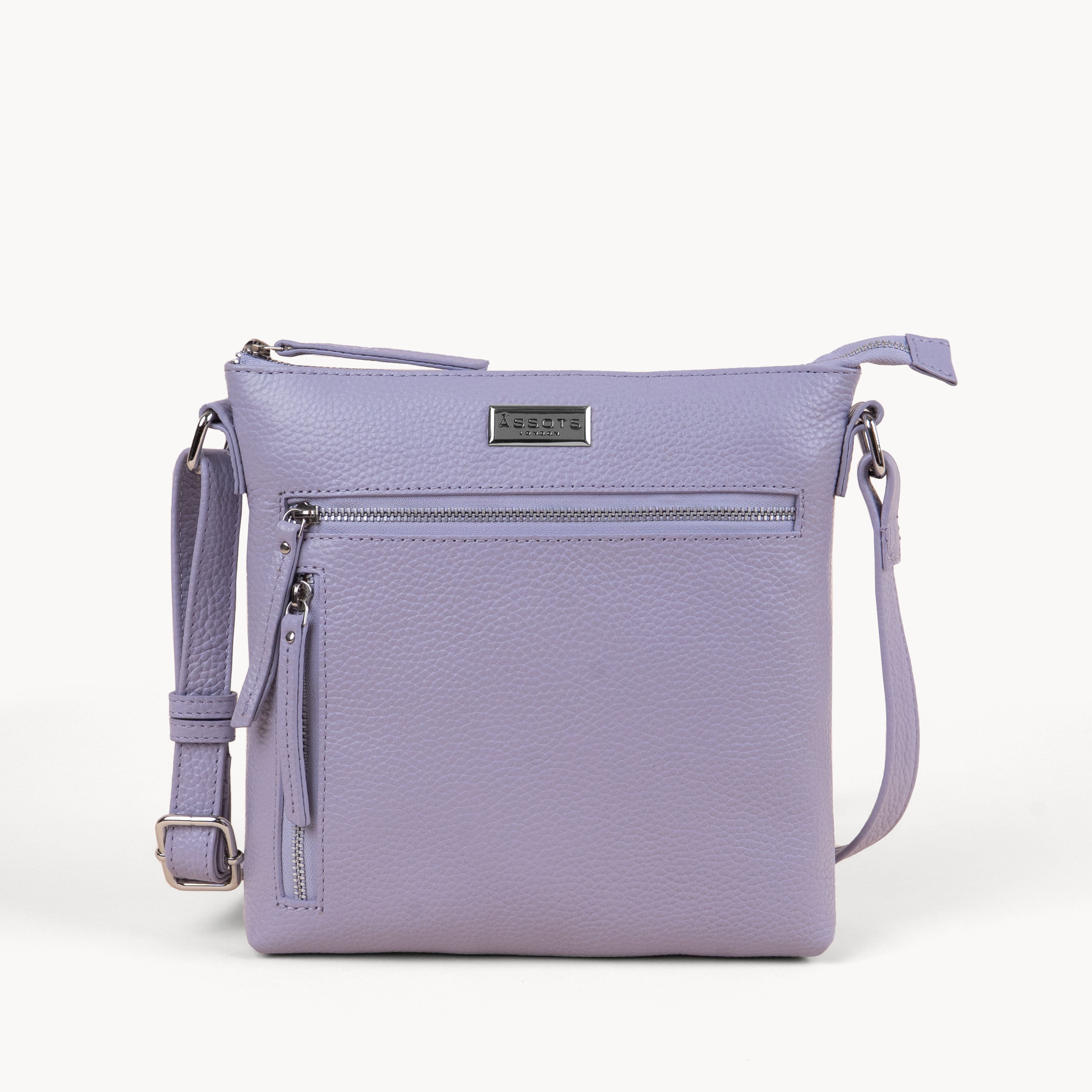 'RUE' Lilac Pebble Grain Real Leather Crossbody Bag