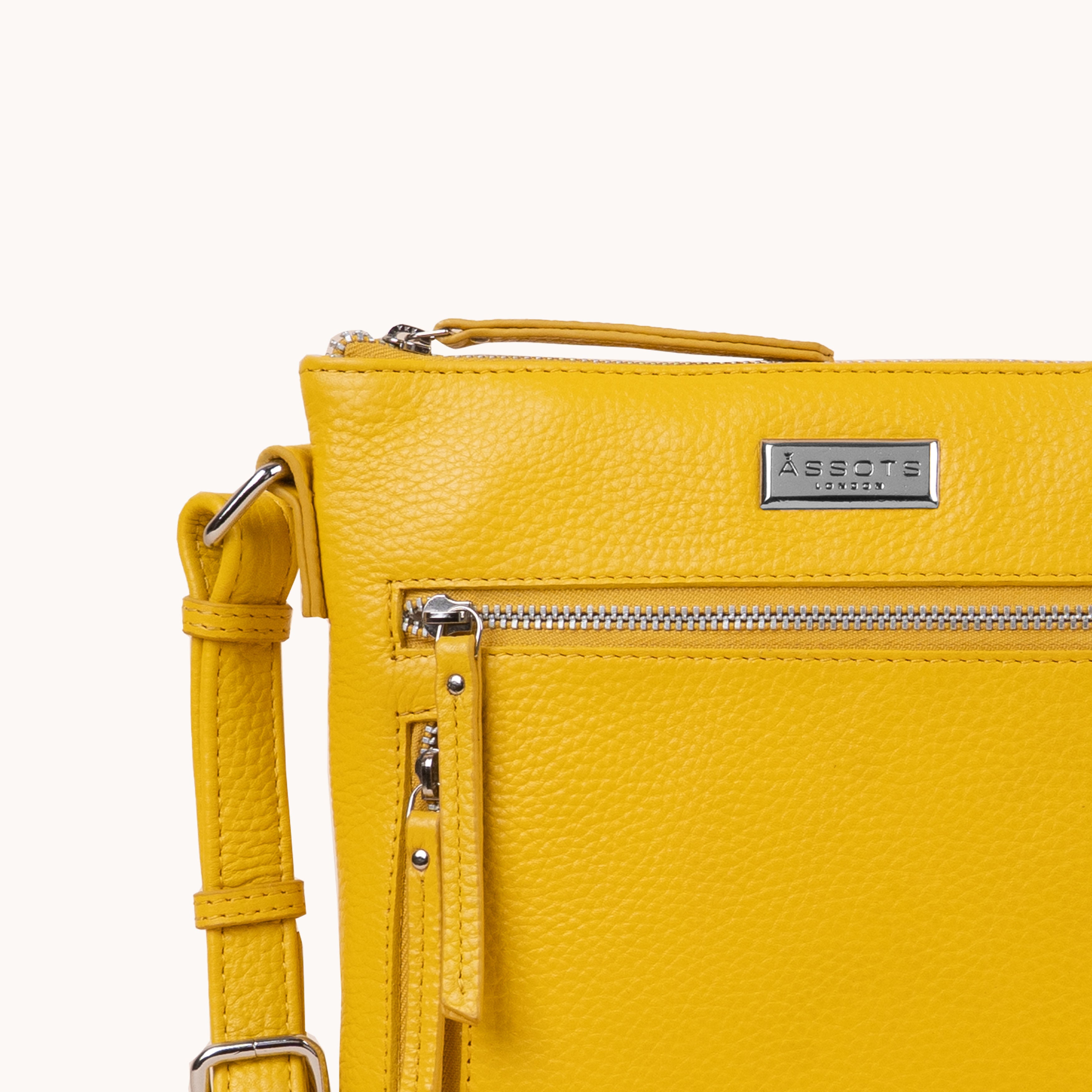 'RUE' Sunflower Pebble Grain Real Leather Crossbody Bag