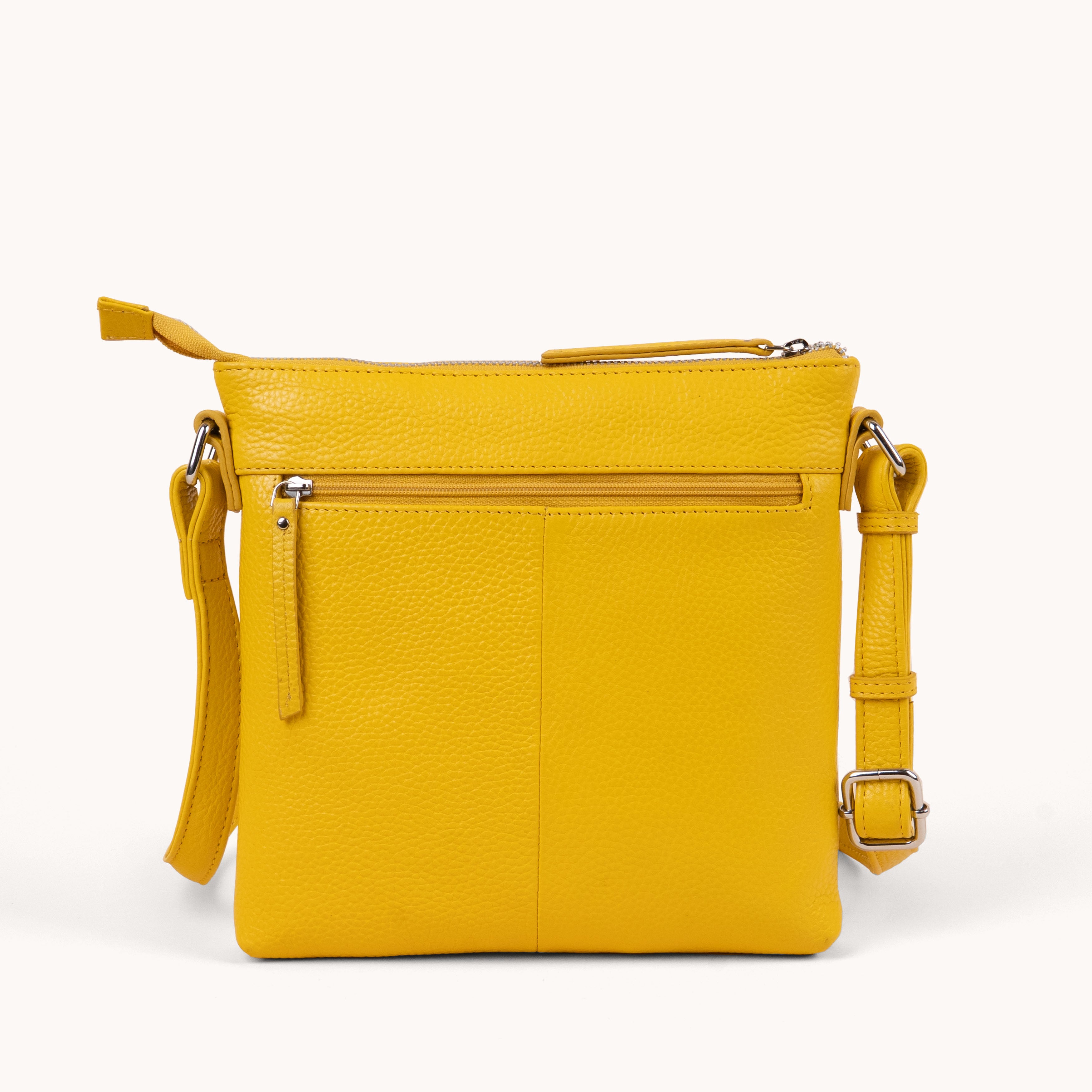 'RUE' Sunflower Pebble Grain Real Leather Crossbody Bag