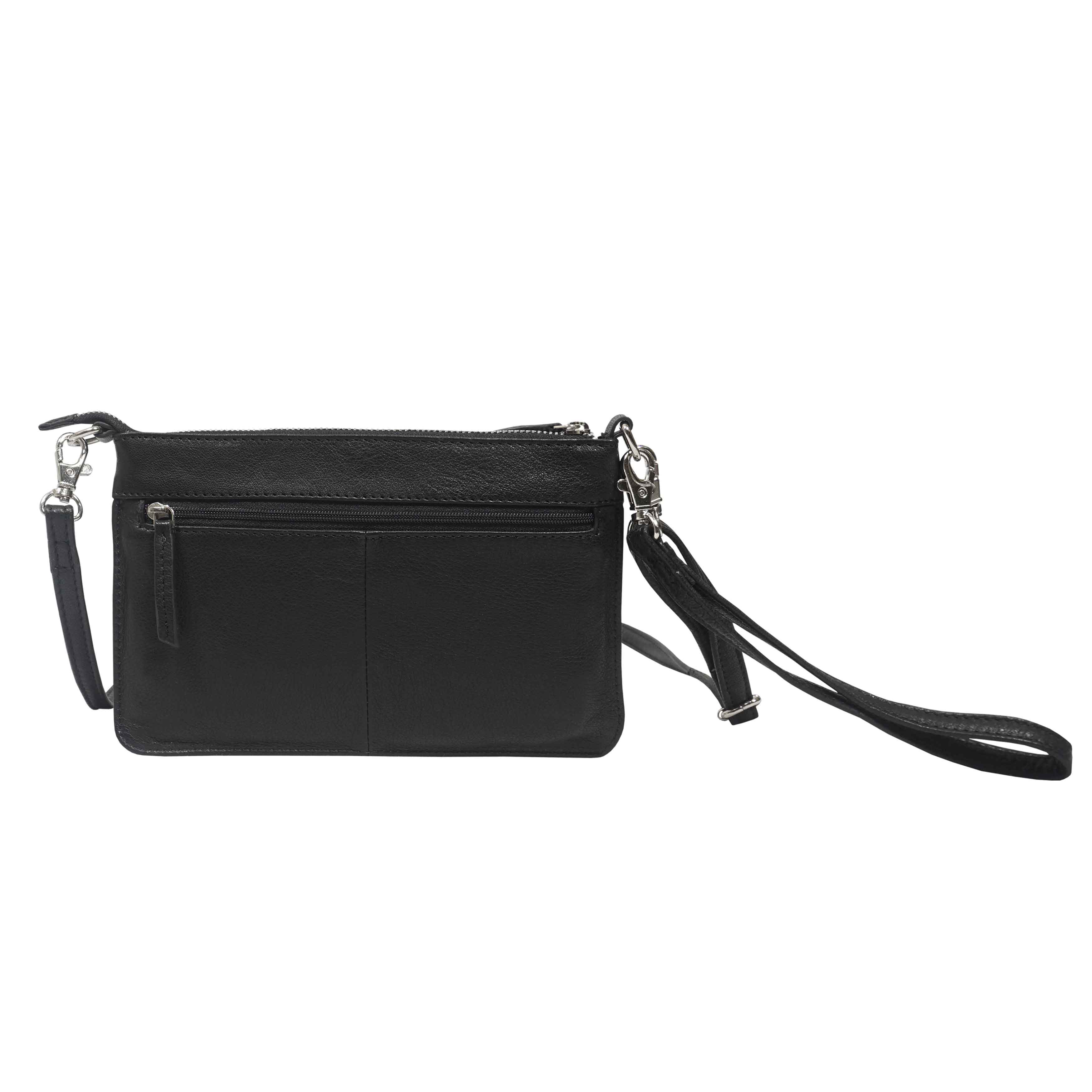 'RICK' Black Full Grain Real Leather Crossbody Bag