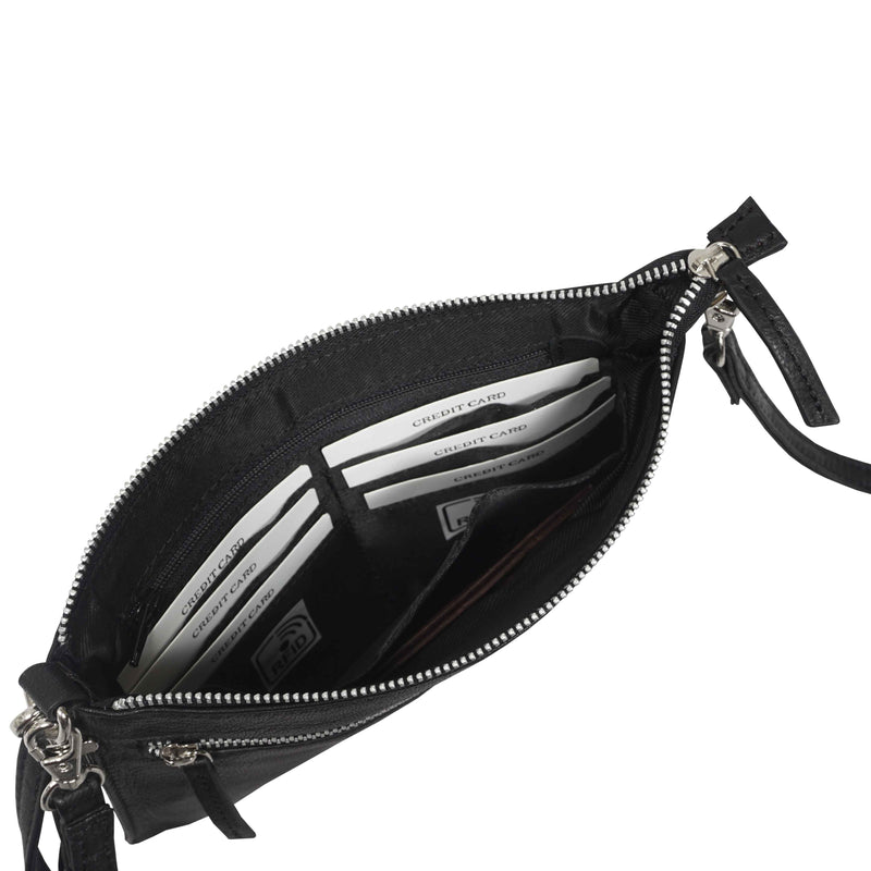 'RICK' Black Full Grain Real Leather Crossbody Bag