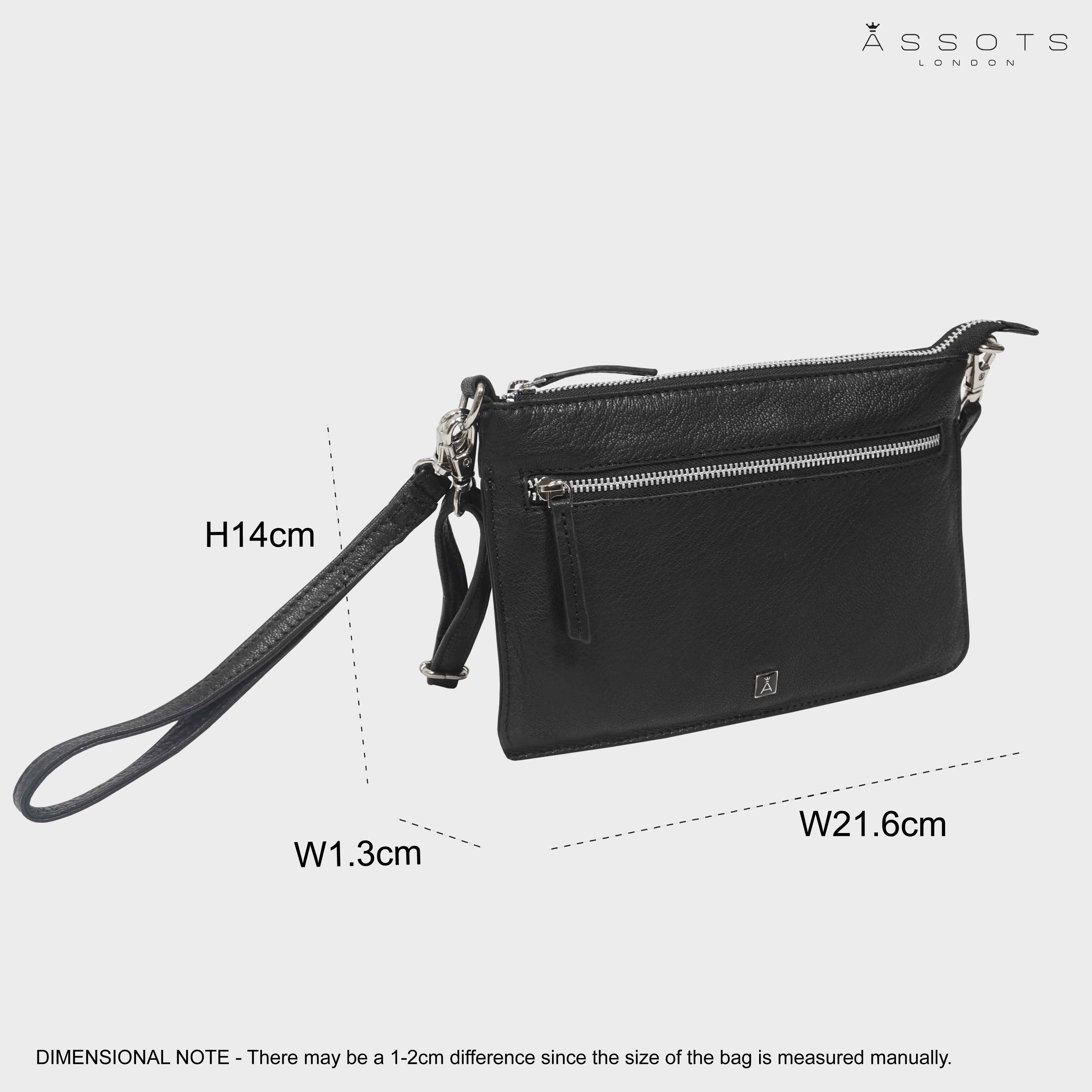 'RICK' Black Full Grain Real Leather Crossbody Bag