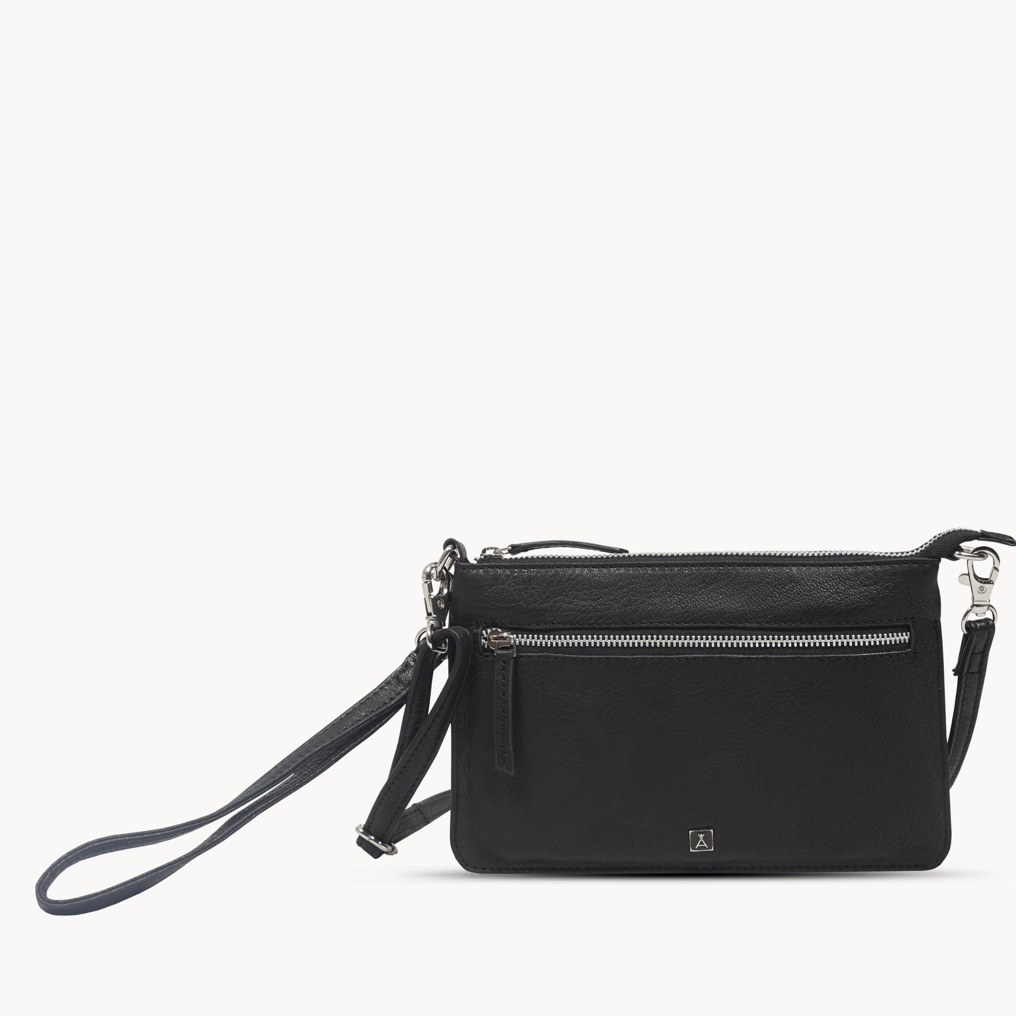 'RICK' Black Full Grain Real Leather Crossbody Bag
