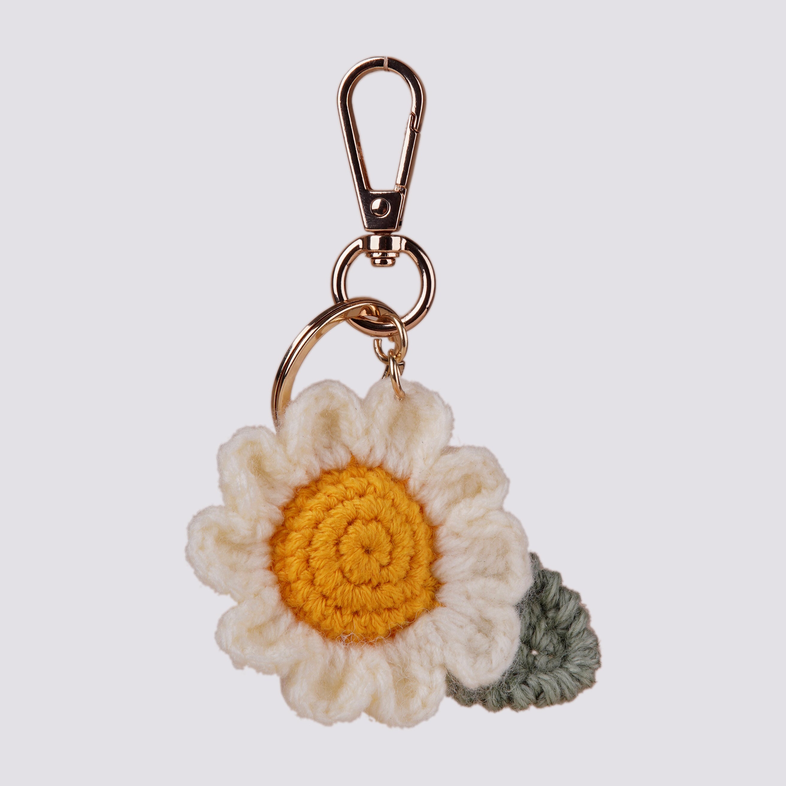 The Daisy Hand Crochet Gold Bag Charm