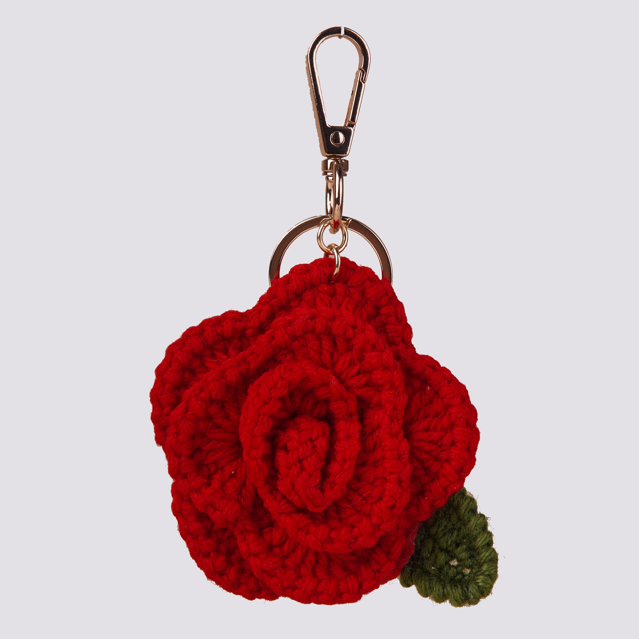 The Rose Hand Crochet Gold Bag Charm